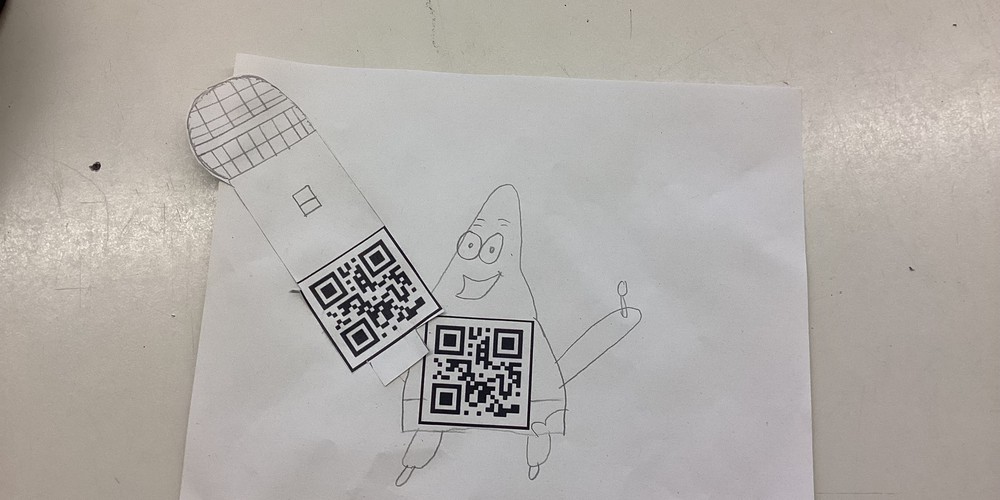 Strichmännchen mit QR-Code